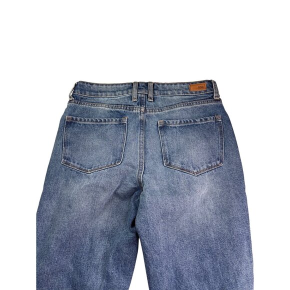 RSQ Womens Boyfriend Distressed Jeans Size 1/25 Blue Denim Button Fly Cropped - Picture 5 of 8